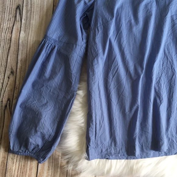 Loft Blue Pinstripe Blouse with Pirate Sleeves - Picture 3 of 5